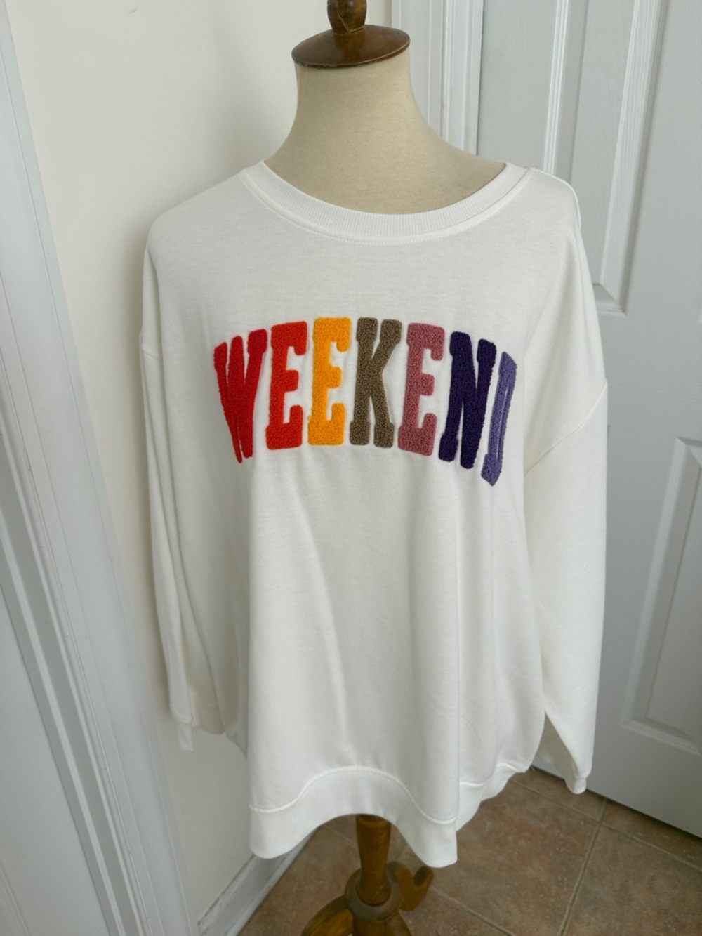 Emily Daniels 'WEEKEND' Rainbow Lettering Sweatshirt